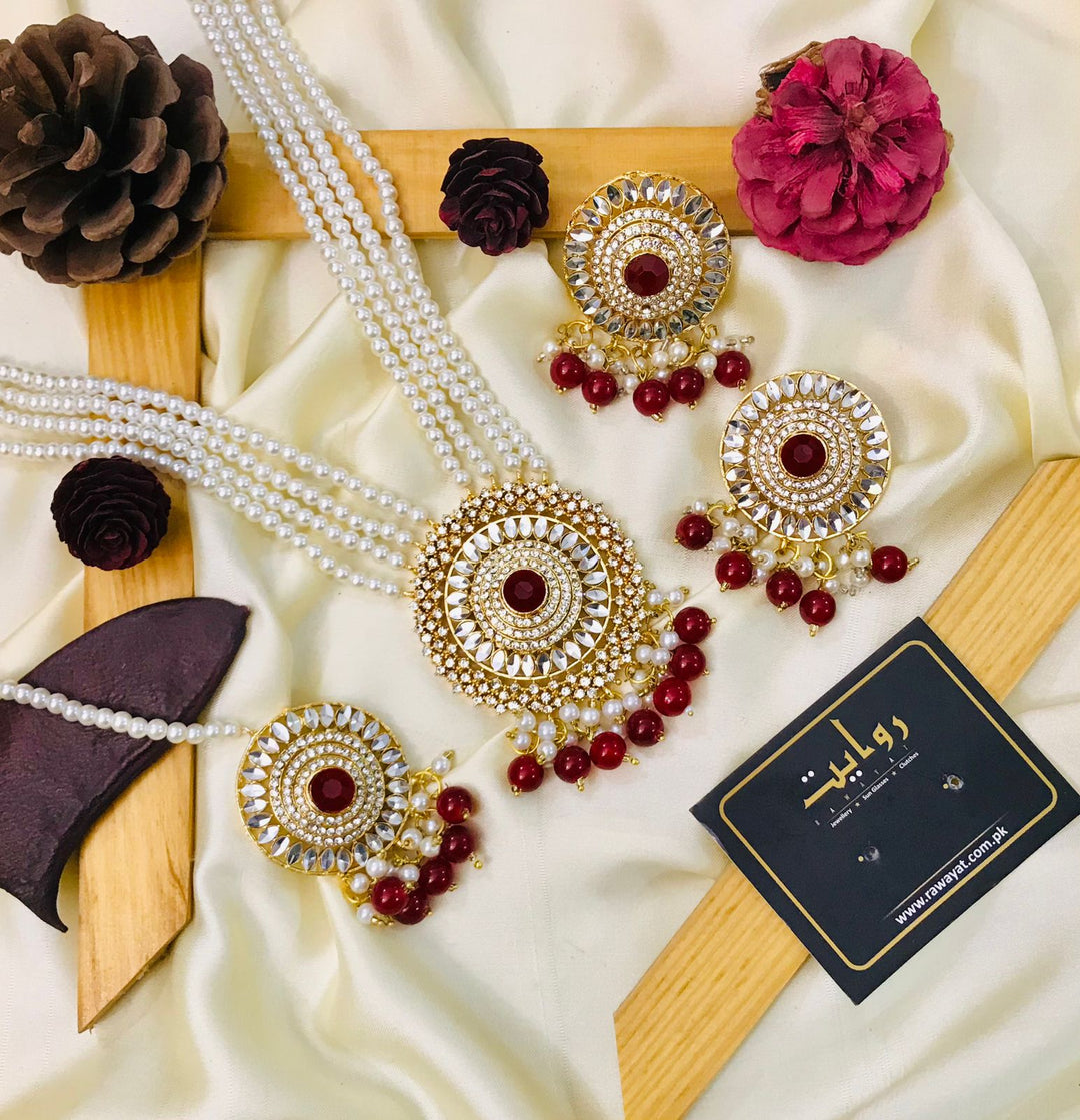 ABIYA Rani Mala Set (Maroon)