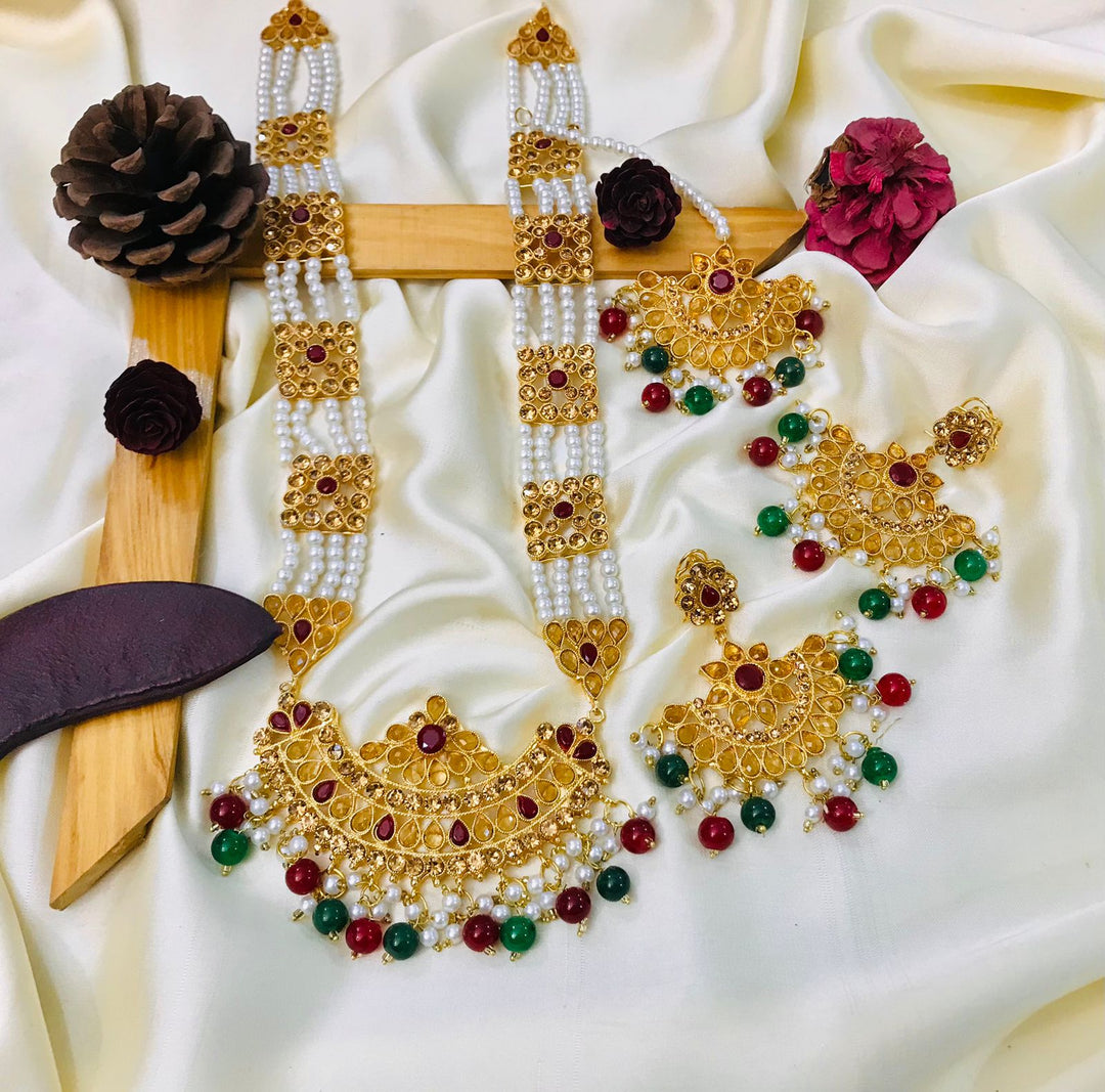 Kundan Mala Set-01 (Green/Maroon)