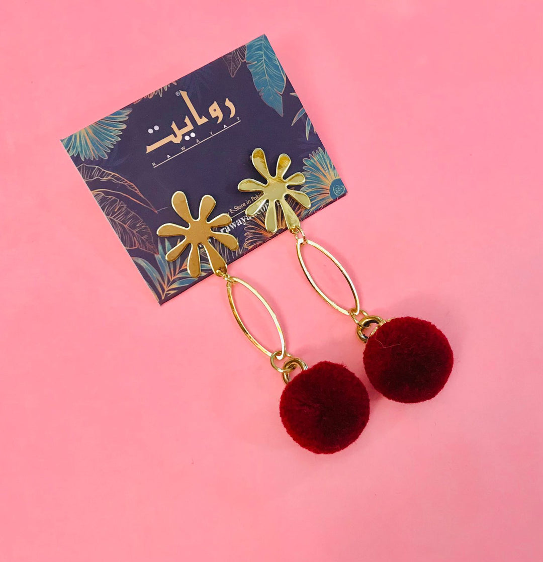 Fancy Earring-267 (Maroon)