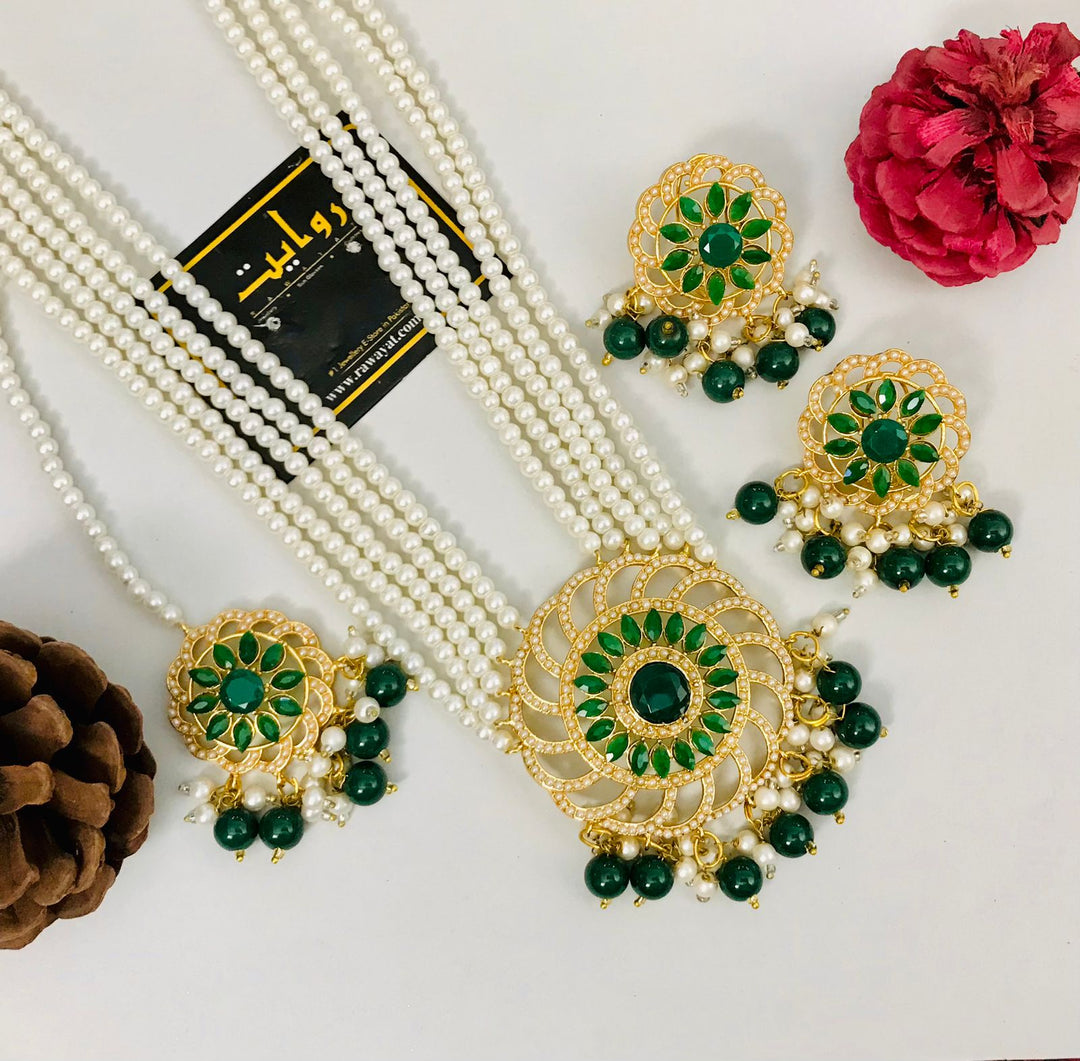 Madiha Rani Mala Set (Green)