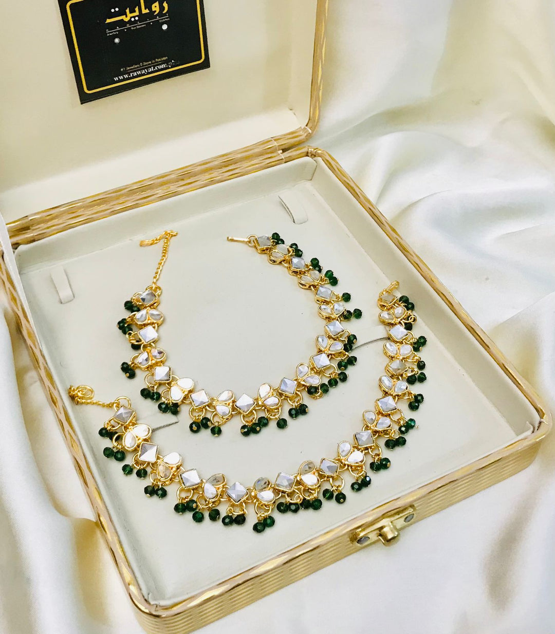 Kundan Anklet-14 (Green)