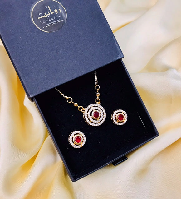 Zircon Locket Set-18 (Maroon)