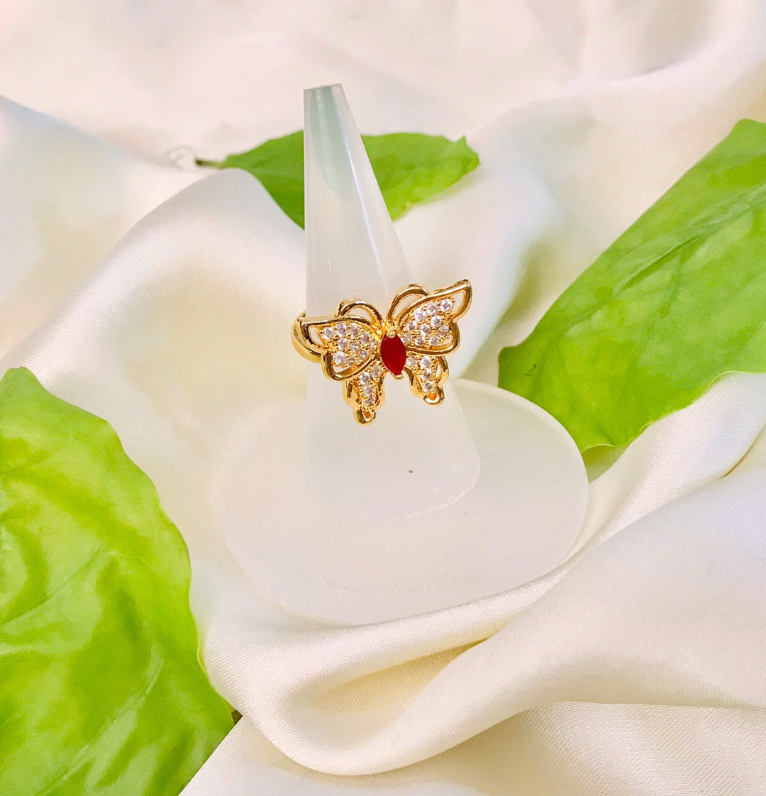 Zircon Butterfly Ring-05 (Ruby)