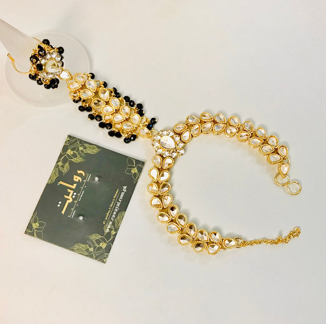 Kundan Angla Kalai Bracelet (Black)