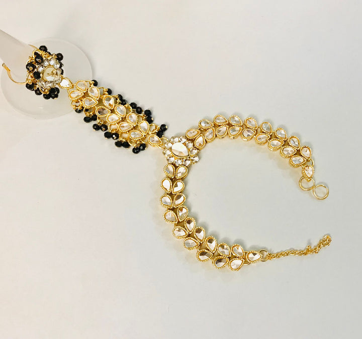 Kundan Angla Kalai Bracelet (Black)