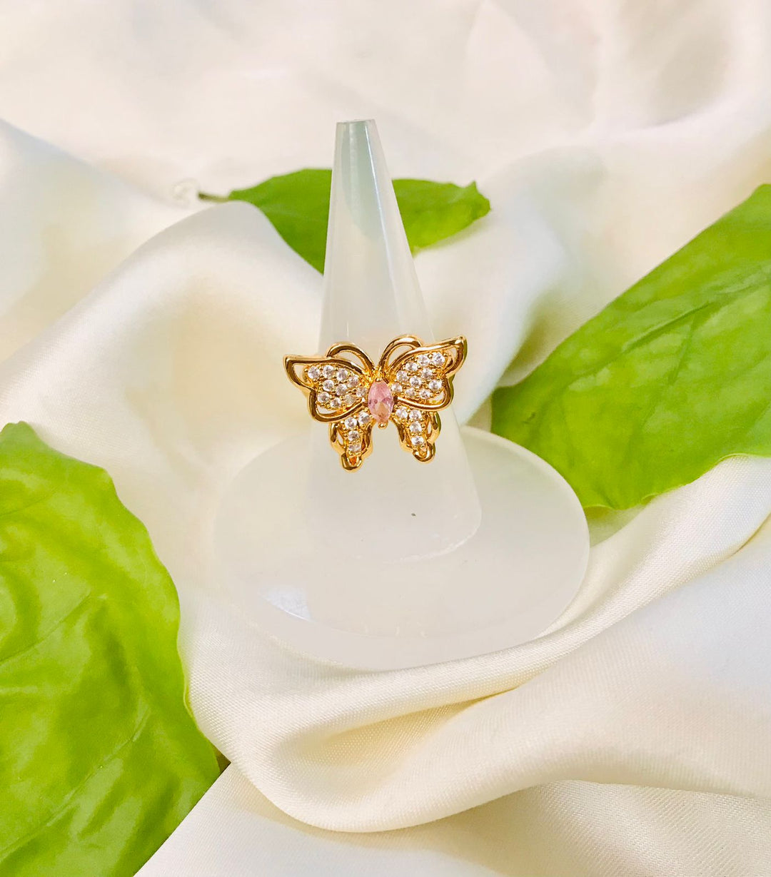 Zircon Butterfly Ring-05 (Pink)