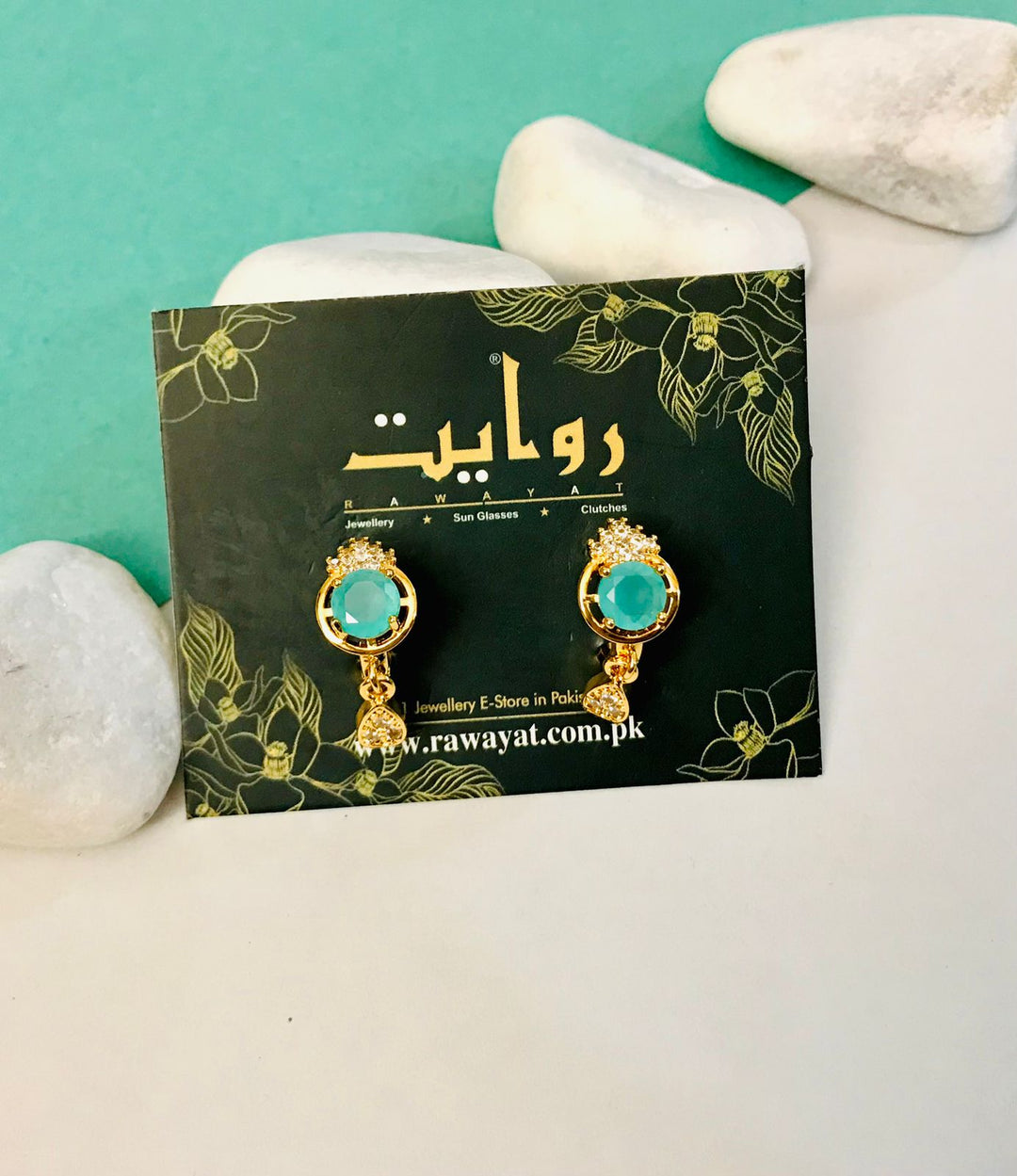 DIGITAL ZIRCON EARRING-15 (Mint Green)