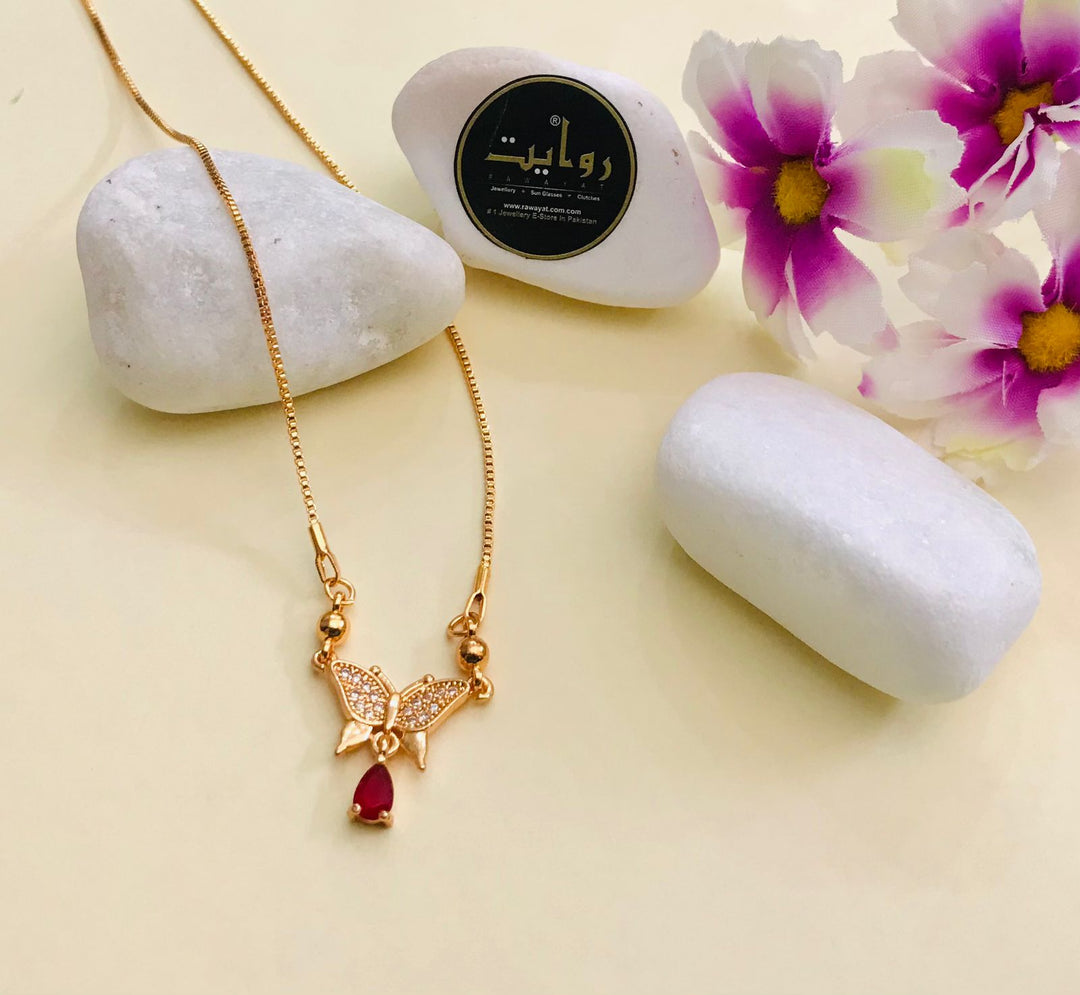 Zircon Pendant-172 (Maroon) (Butterfly)