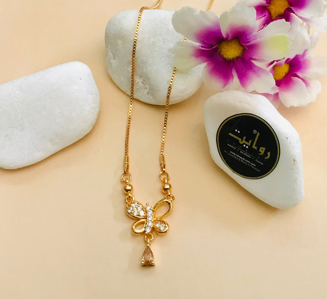 Zircon Pendant-179 (Golden) (Butterfly)