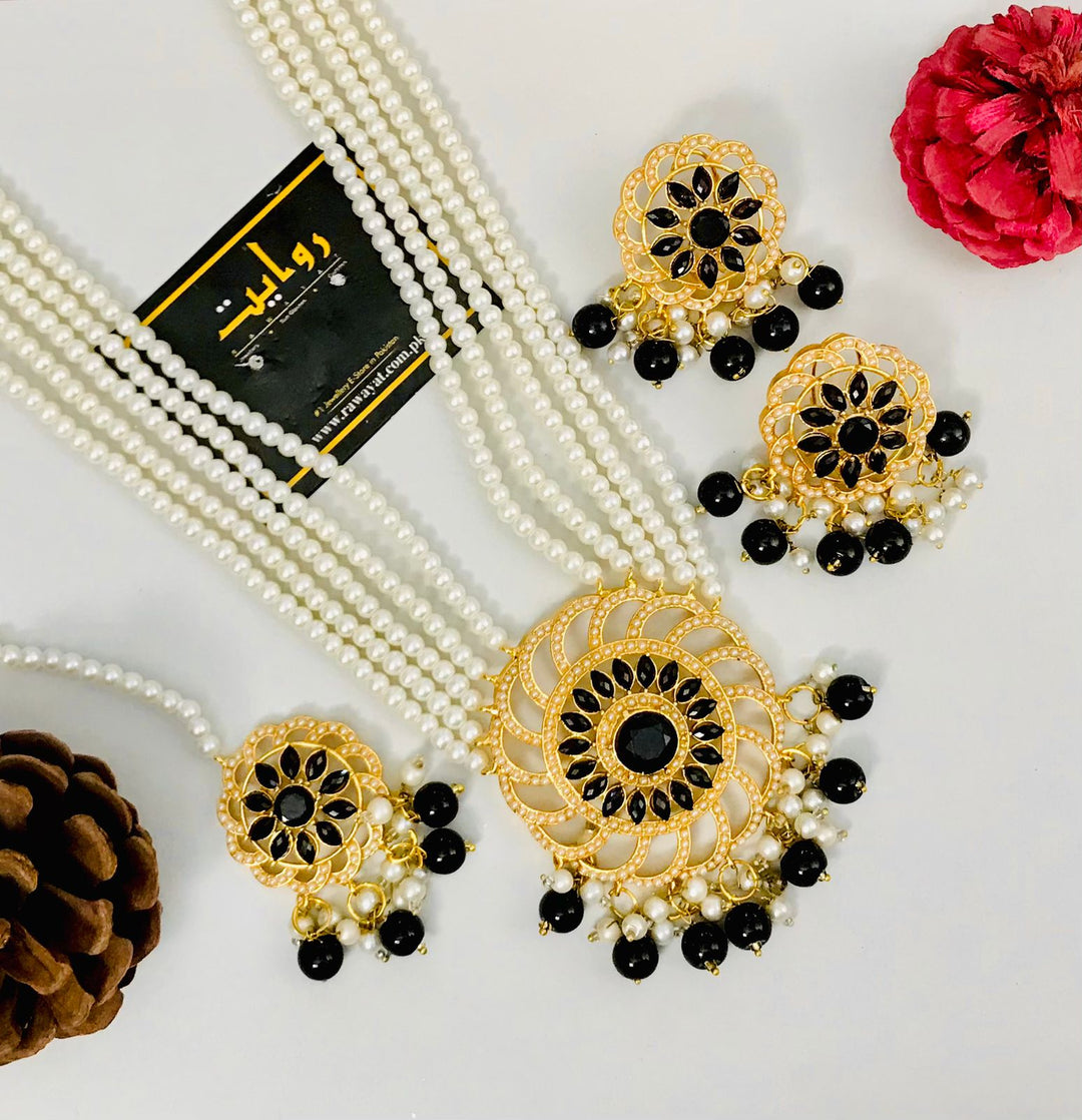 Madiha Rani Mala Set (Black)