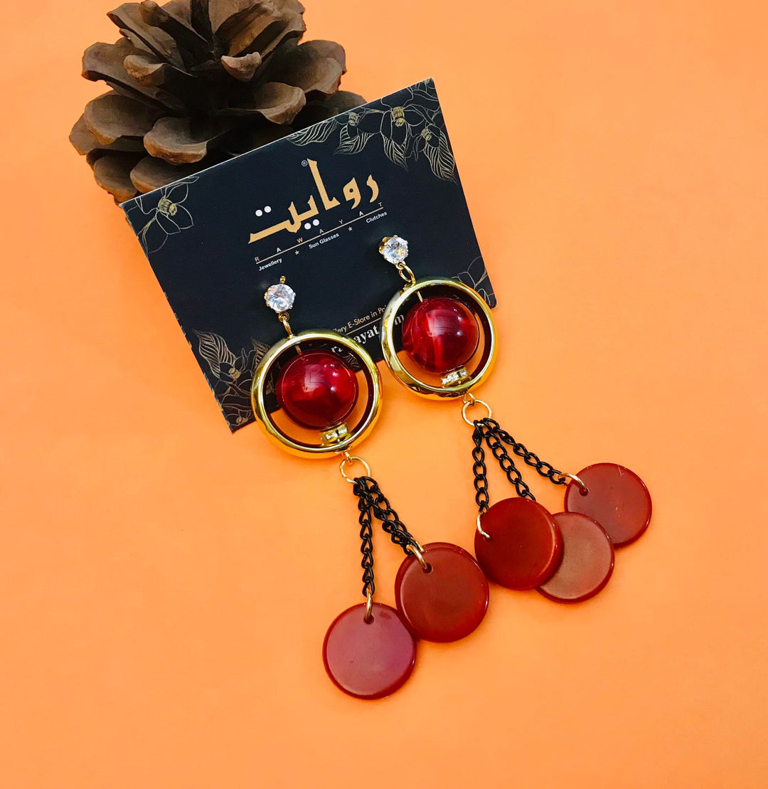 Fancy Earring-354 (Maroon)