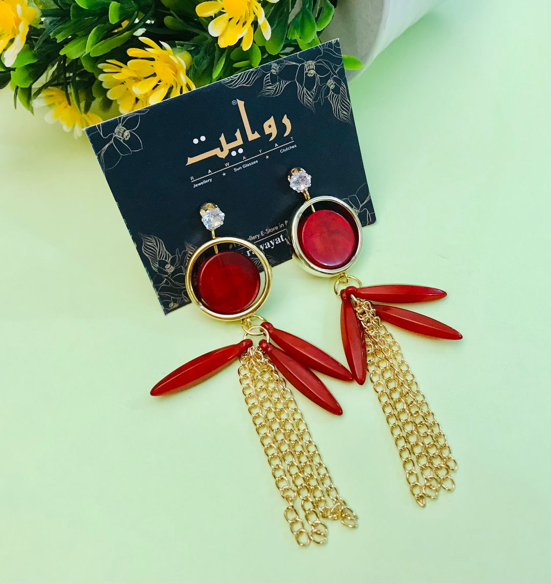 Fancy Earring-357 (Maroon)