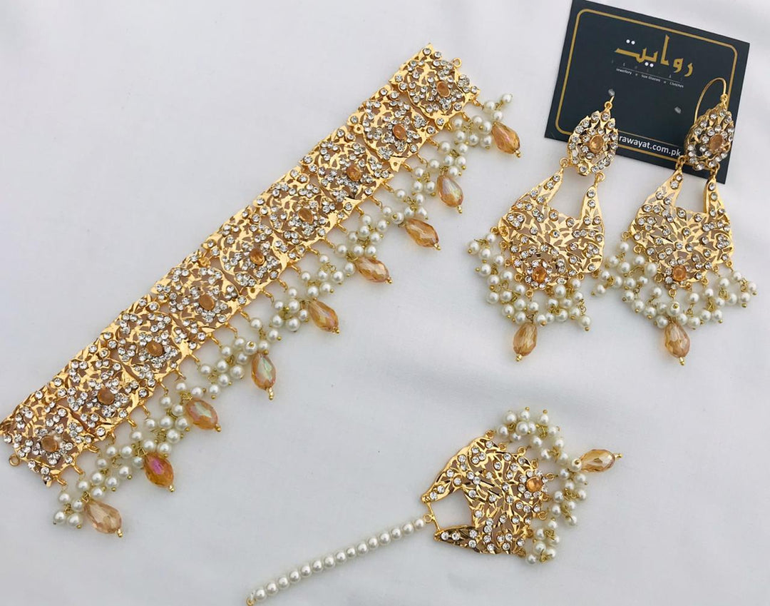 Hyderabadi Choker Set-11 (Golden)