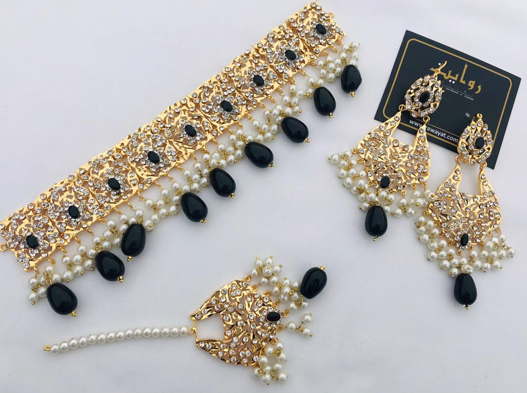 Hyderabadi Choker Set-11 (Black)