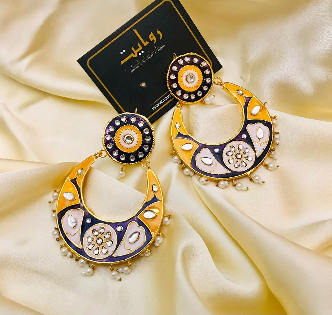 Meena Earring-21 (Purple-Yellow)