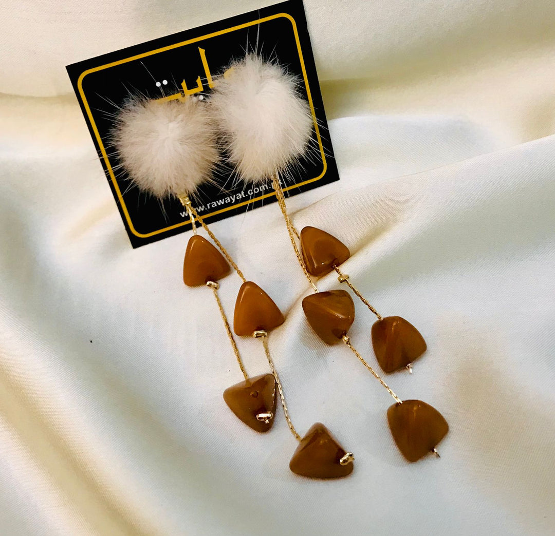 Poom Poom Earring-02 (Brown)