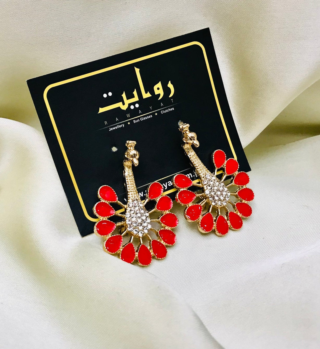 Peacock Earring (Red)