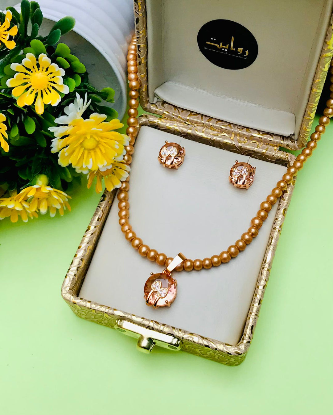 Zircon Mala Set-17 (Golden)