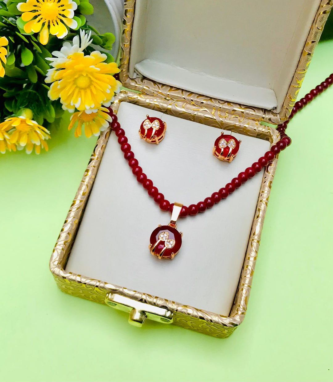 Zircon Mala Set-17 (Maroon)