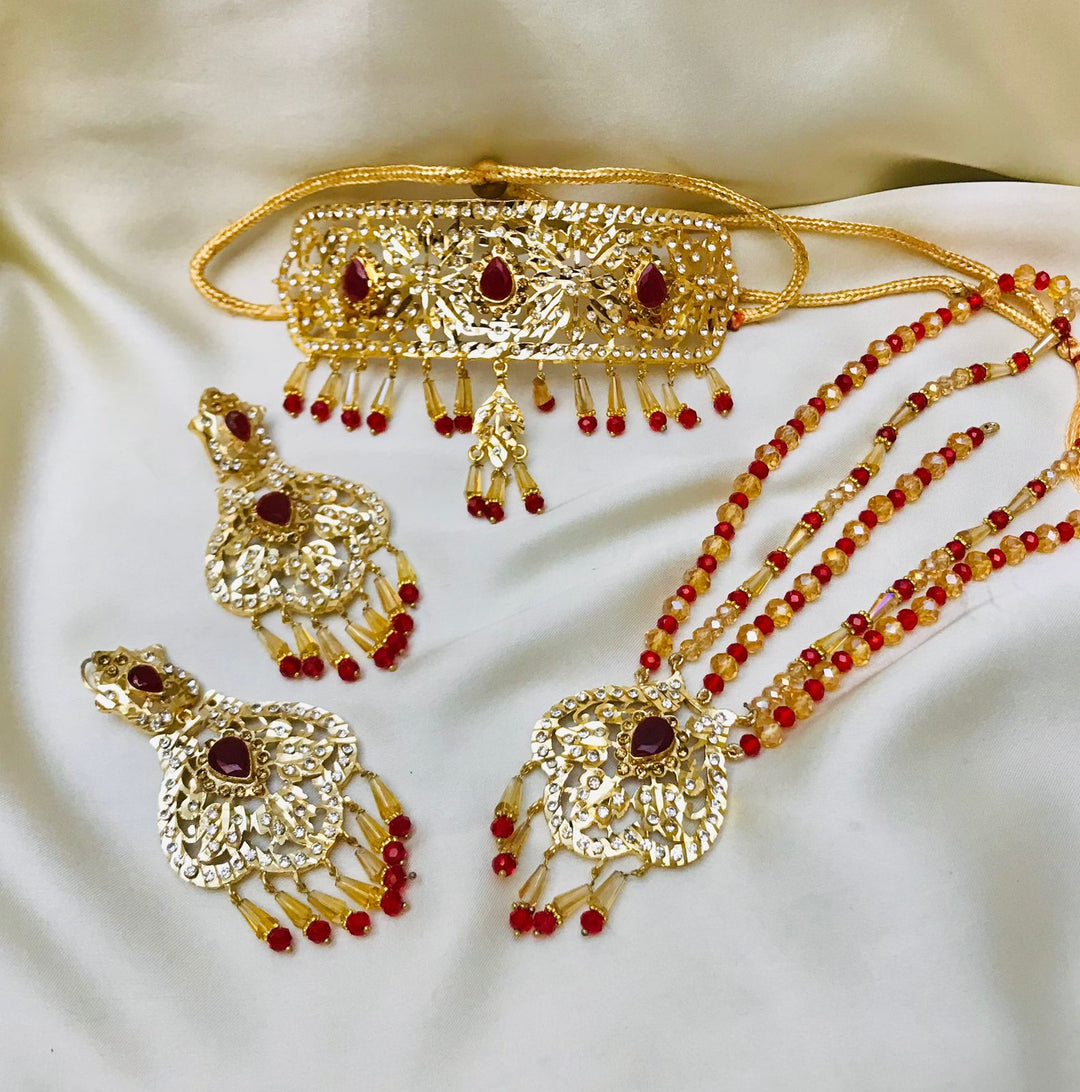 Hyderabadi Choker Set-28 (Maroon)