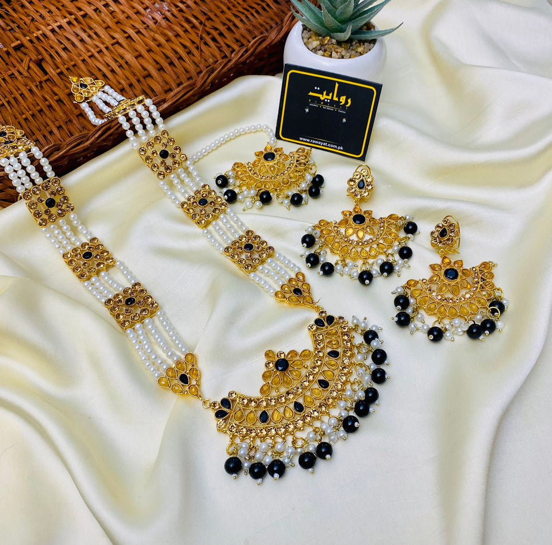 Kundan Mala Set-01 (Black)