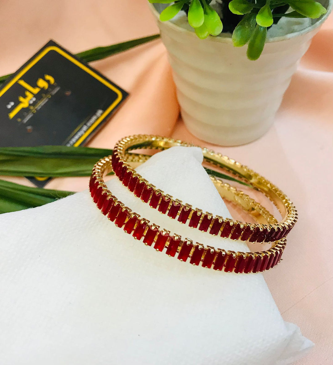 Zircon bangles-19 (Golden/Maroon)