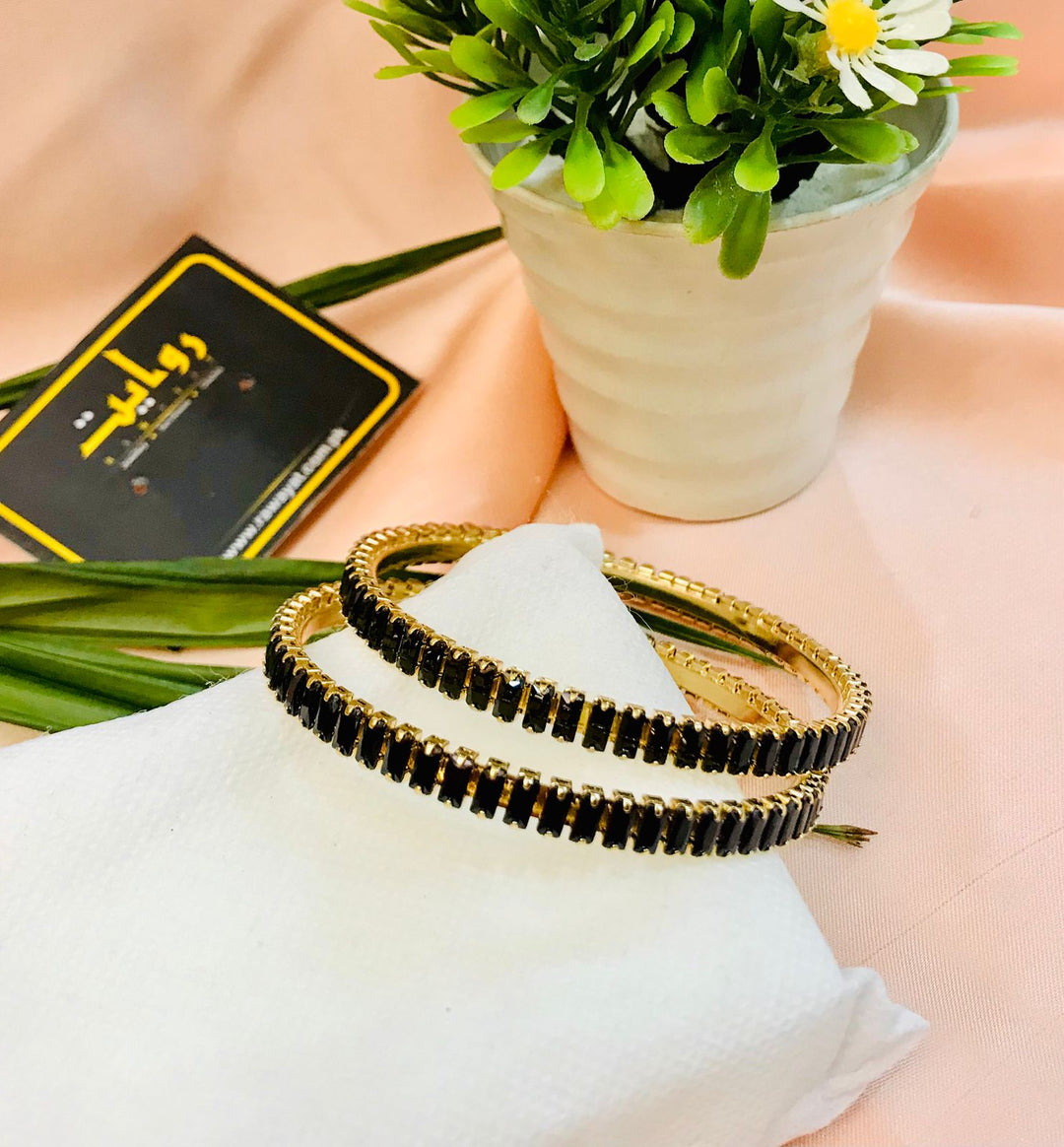 Zircon bangles-19 (Golden/Black)