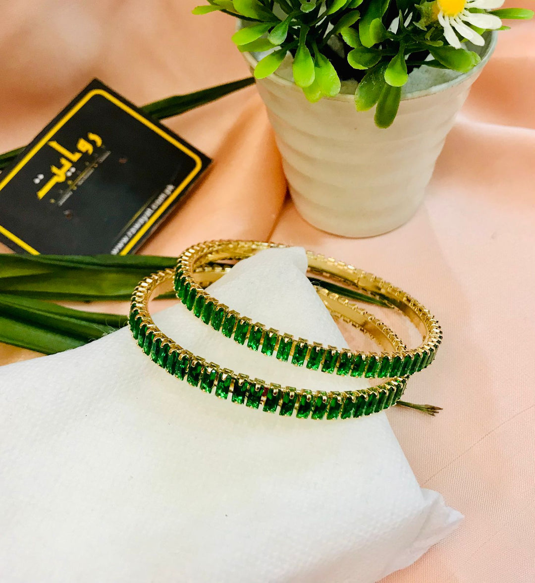 Zircon bangles-19 (Golden/Green)