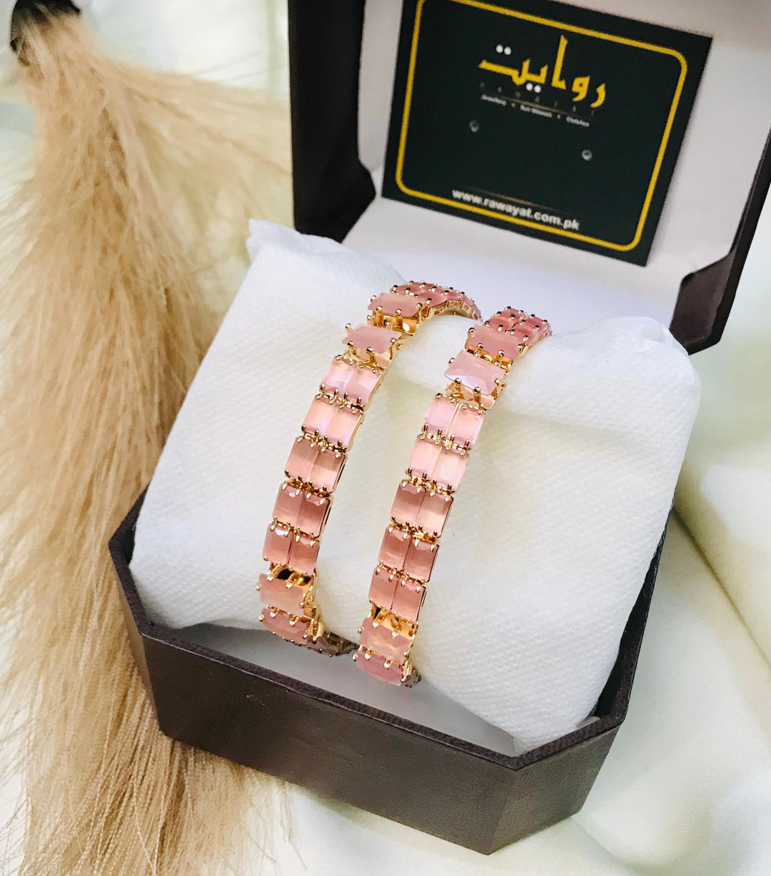 Zircon bangles-17 (Golden/Pink)