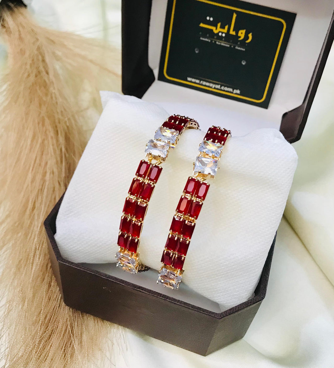 Zircon bangles-17 (Golden/Maroon)