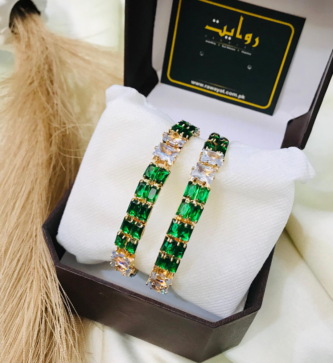 Zircon bangles-17 (Golden/Green)