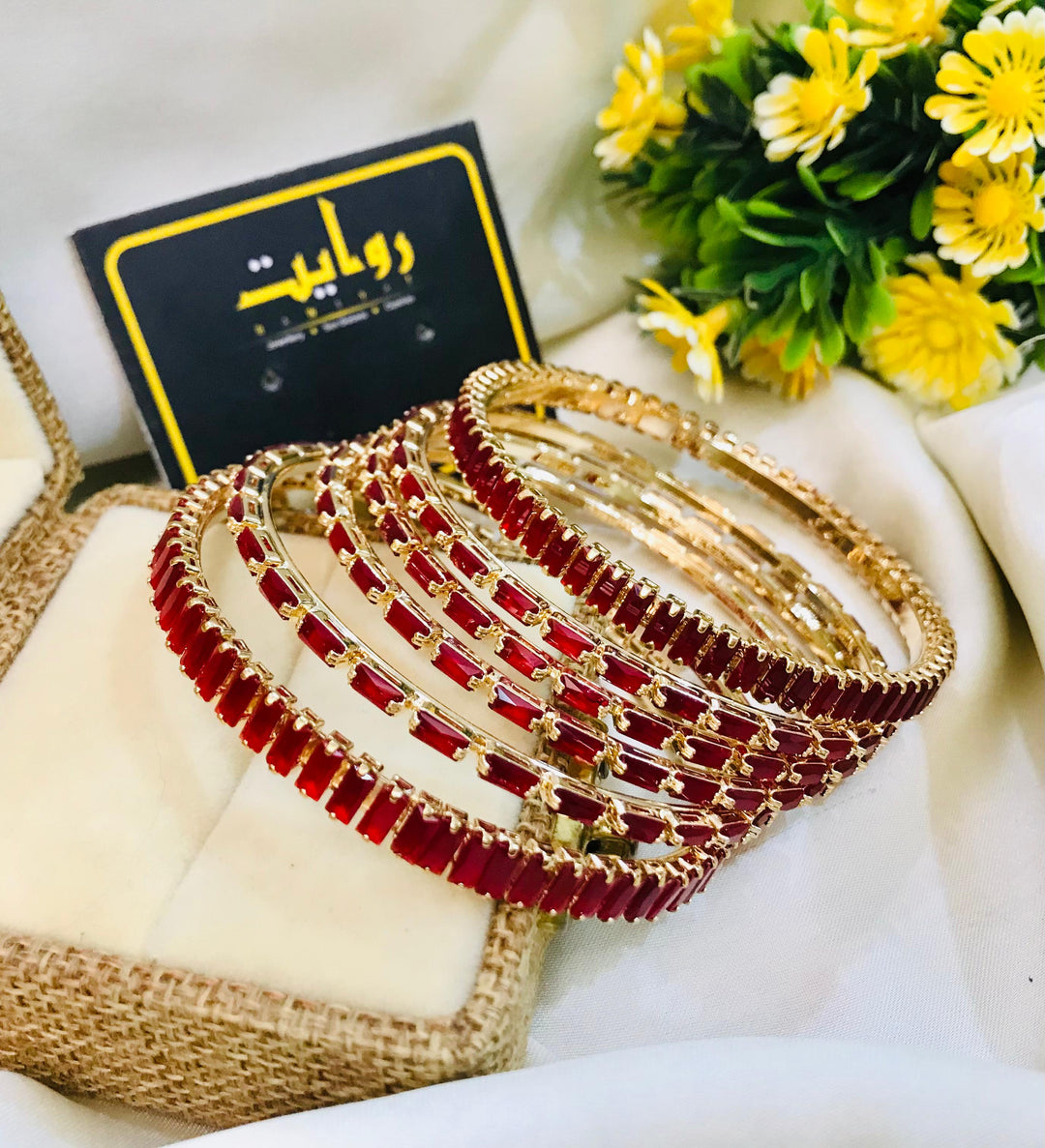 Zircon bangles-16 (Golden/Maroon)